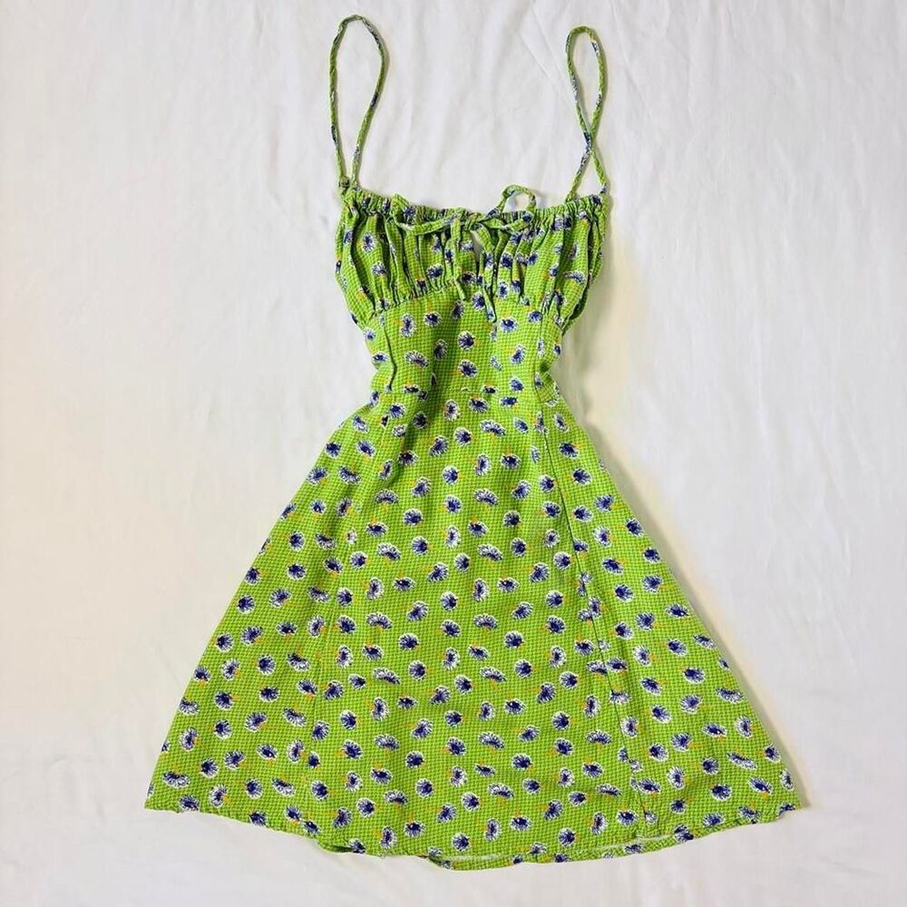 Bdg Women's Lime green floral mini dress